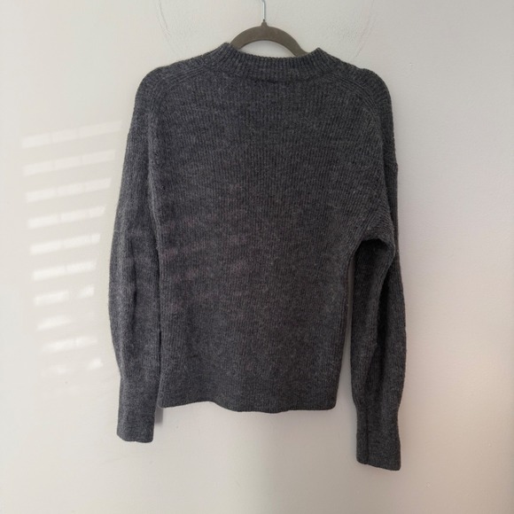 Quince women's Merino Wool Baby Alpaca Ribbed Mock Neck Sweater Charcoal Grey XL - Picture 8 of 10